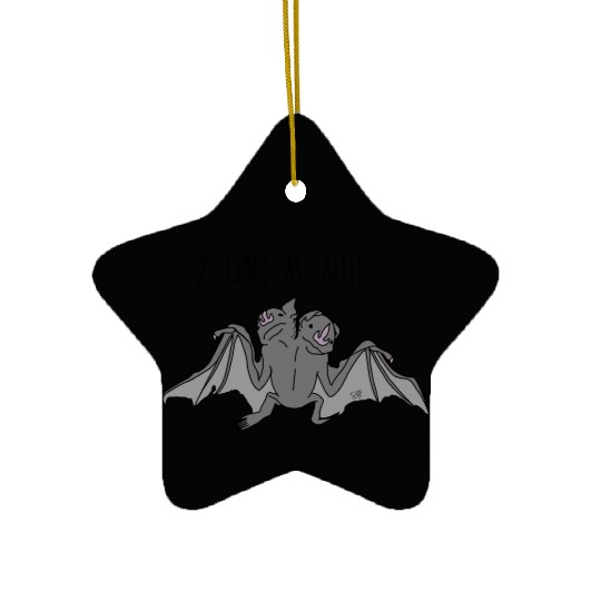 Whimsical Double Headed Bat Illustration Ceramic Ornaments