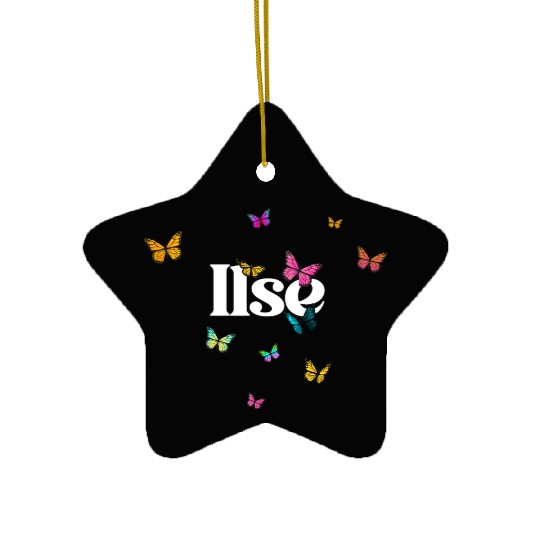 ILSE - beautiful girl name with cute butterflies Ceramic Ornaments