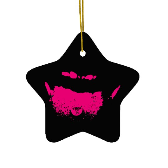 Vibrant Pink Abstract Ink Splash Design Ceramic Ornaments