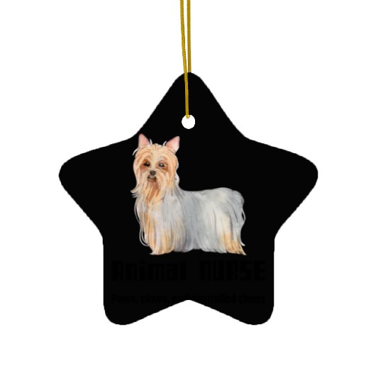 Elegant Yorkshire Terrier Illustration Ceramic Ornaments