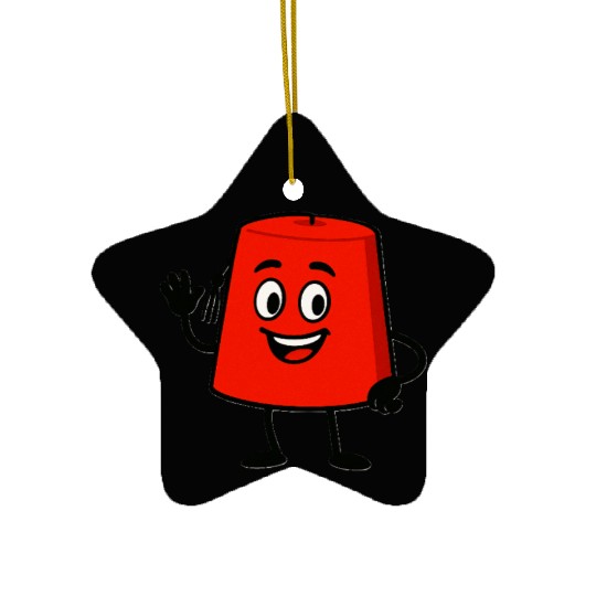 Whimsical Red Lamp Character Design Ceramic Ornaments