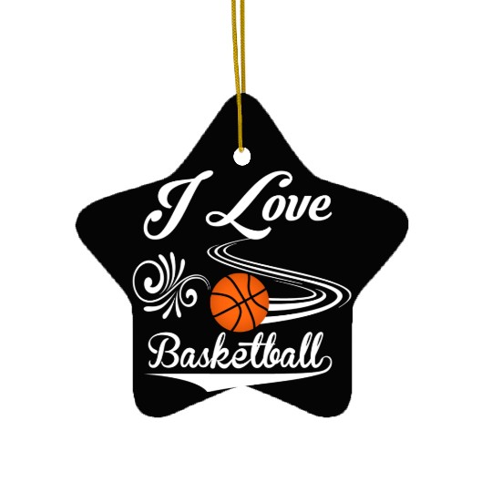 I love basketball Ceramic Ornaments