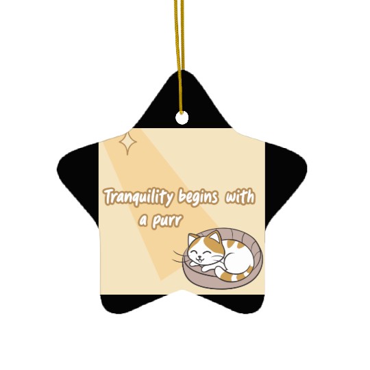 Peaceful Cat Relaxation Illustration Ceramic Ornaments