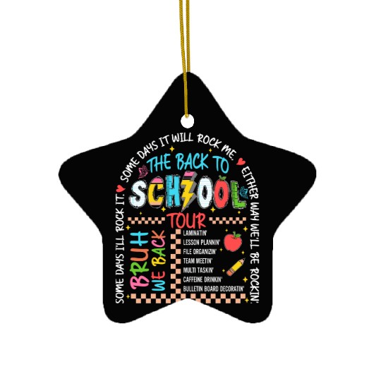 Back to School Tour Ceramic Ornaments – Fun Teacher Design