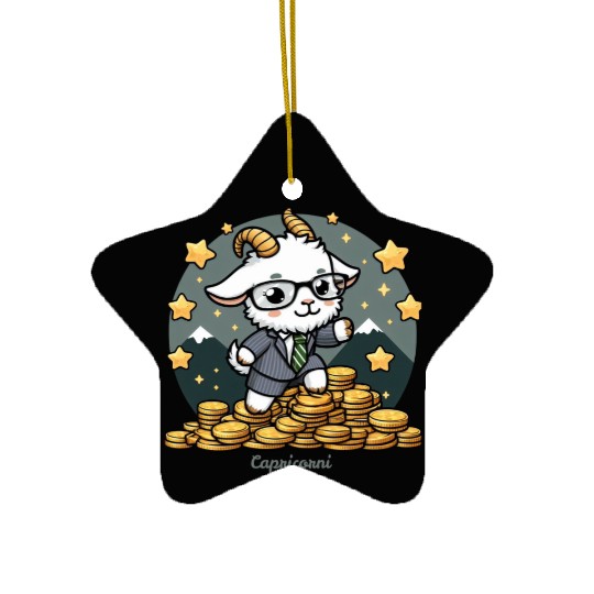 Capricorn Business Goat Illustration Ceramic Ornaments