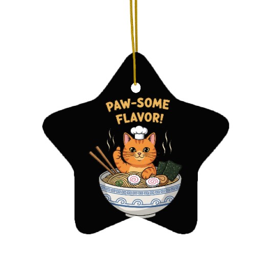 Paw-some Flavor Ramen Cat Ceramic Ornaments