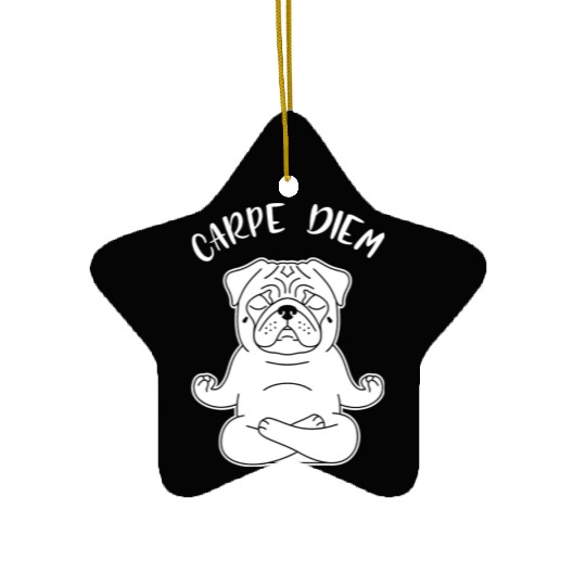 Peaceful Pug Meditation Ceramic Ornaments