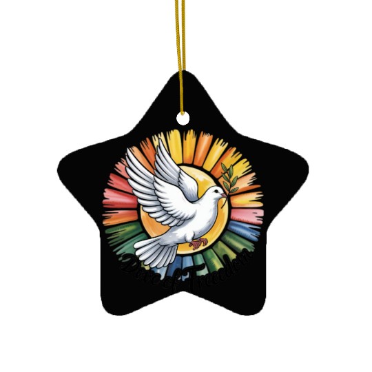 Peaceful Dove with Olive Branch Design Ceramic Ornaments