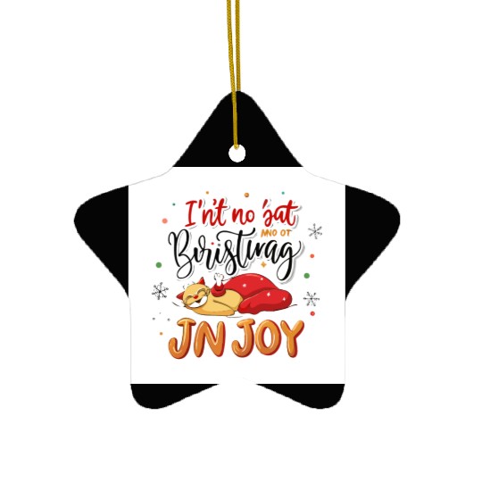Festive Cat Joy Christmas Design Ceramic Ornaments