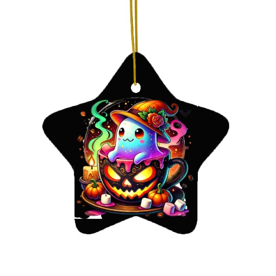 Kawaii Ghost in Pumpkin Mug – Halloween Cute Ceramic Ornaments