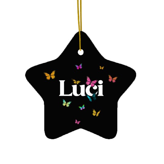 LUCI - beautiful girl name with cute butterflies Ceramic Ornaments