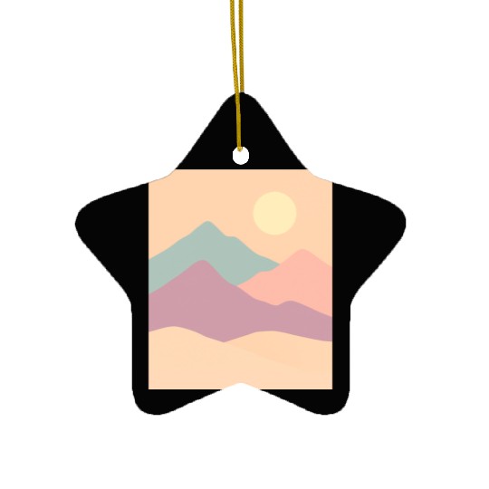 Pastel Mountain Serenity Ceramic Ornaments