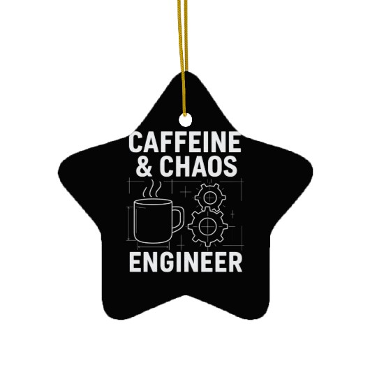 Caffeine & Chaos Engineer - Funny Coffee Tech Gift Ceramic Ornaments