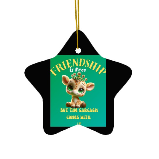 Whimsical Friendshippissed Giraffe Illustration Ceramic Ornaments