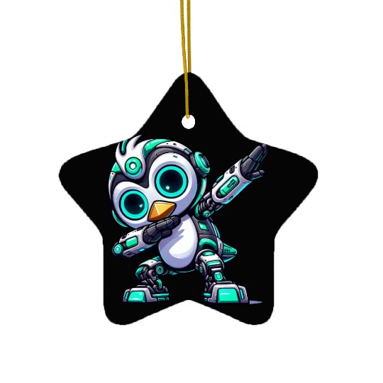Cool penguin robot cyborg mech astronaut dab Ceramic Ornaments
