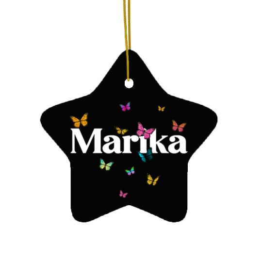 MARIKA - beautiful girl name with cute butterflies Ceramic Ornaments