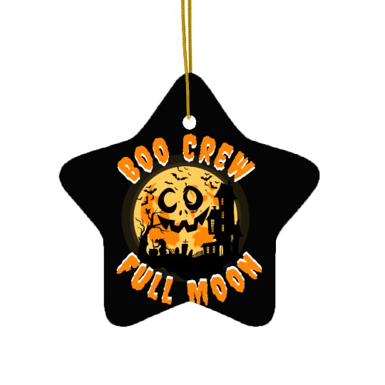 Halloween Boo Crew Full Moon Ceramic Ornaments