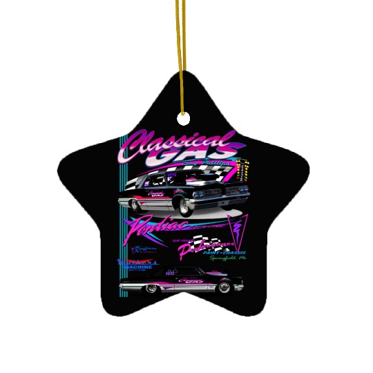 Retro Drag Race Car Illustration Ceramic Ornaments