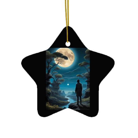 Mystical Night Under the Full Moon Ceramic Ornaments
