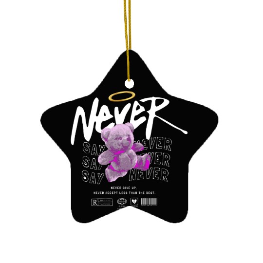 Inspirational Teddy Bear with Angel Halo Ceramic Ornaments