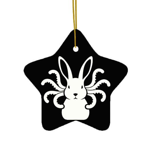 Octopus Bunny │Surreal White Cryptid Animal Mashup Ceramic Ornaments