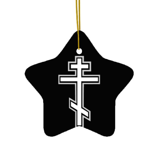 Religious Cross with Bold Outline Ceramic Ornaments
