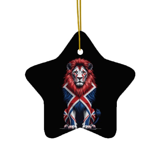 Regal Lion with Union Jack Mane Ceramic Ornaments
