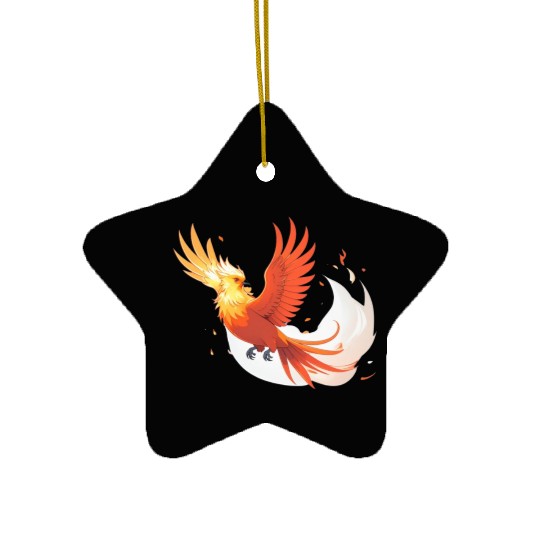 Fiery Mythical Phoenix Illustration Ceramic Ornaments