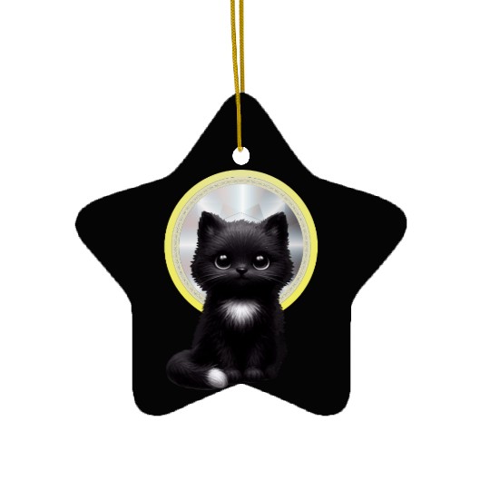 Mystic Midnight Cat  Ceramic Ornaments