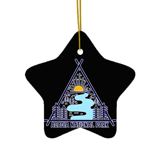 Acadia National Park Camping Scene Ceramic Ornaments