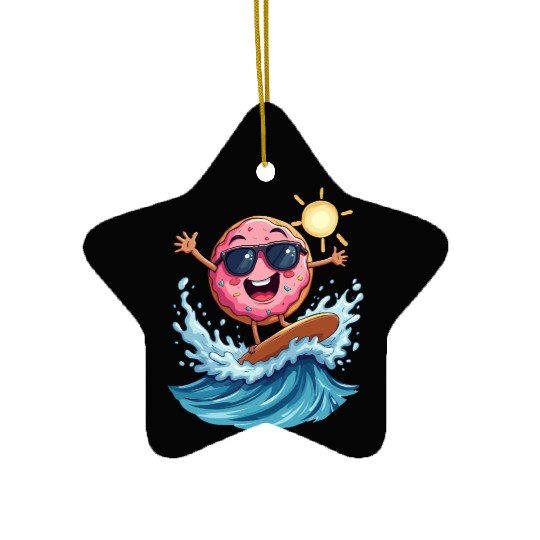 Donut Surfing Ceramic Ornaments Cute Cartoon Sweet Dessert