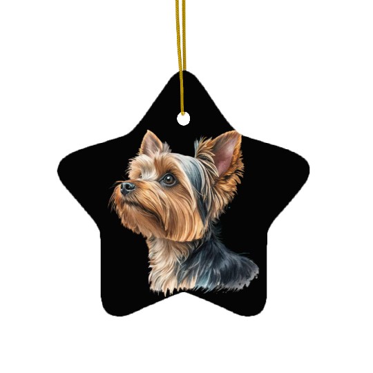 Realistic Yorkshire Terrier Portrait Ceramic Ornaments