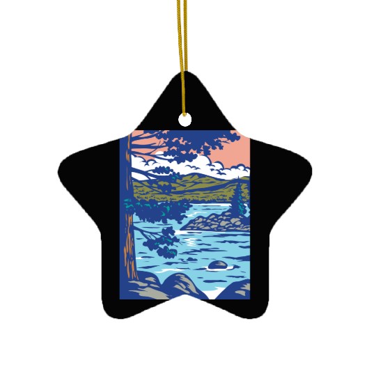 WPA Art Emerald Bay State Park in South Lake Tahoe Ceramic Ornaments