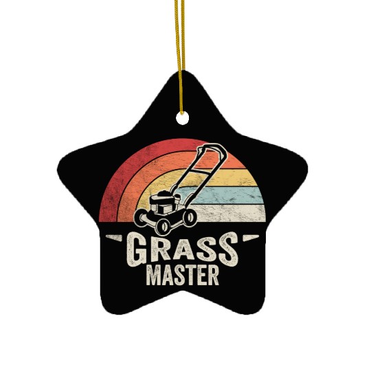 Grass Master Lawn Mowing Lawn Mower  Funny Retro Ceramic Ornaments