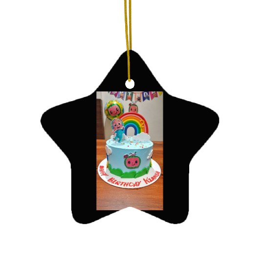 Colorful Toddler Birthday Rainbow Cake Ceramic Ornaments