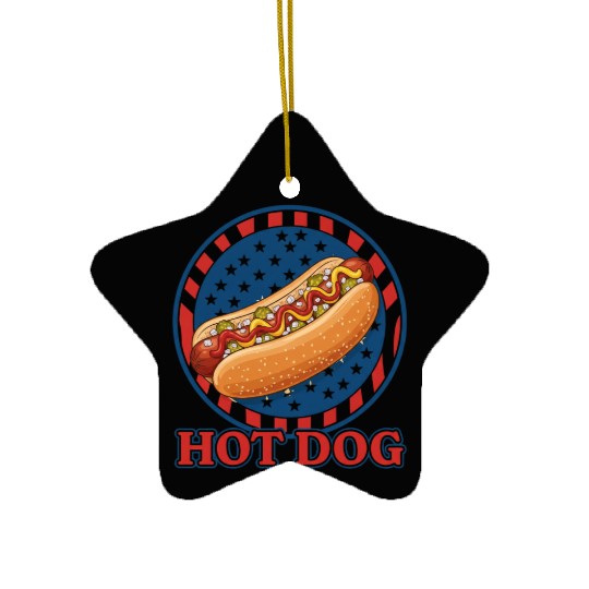 Hotdog America Ceramic Ornaments
