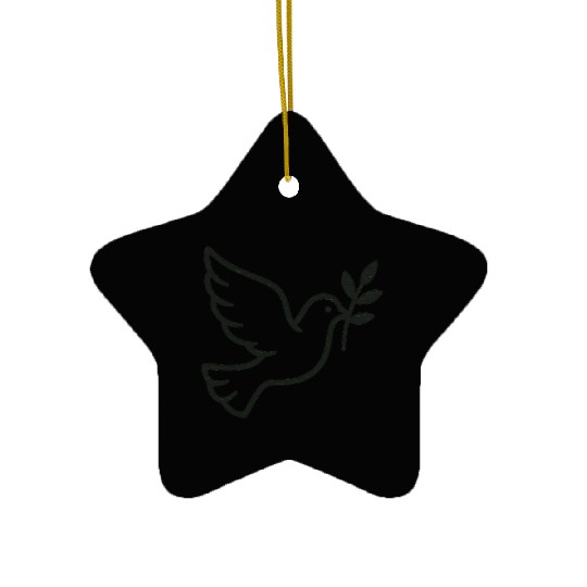 Elegant Doves with Olive Branch Design Ceramic Ornaments