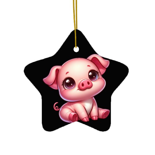Cute piglet cartoon farm kawaii agriculture farmer Ceramic Ornaments