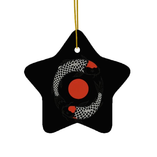 Koi Fish Yin Yang Symbol Ceramic Ornaments