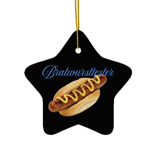 Hot Dog with Mustard Illustration Ceramic Ornaments