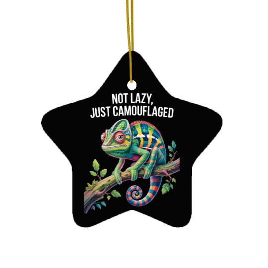 Camouflaged Chameleon Pride Ceramic Ornaments