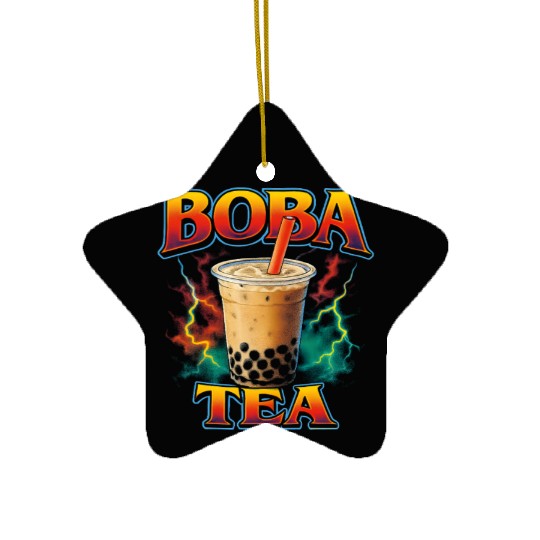 Boba Tea Favorite Food Funny Weird 90s Boba Tea Ceramic Ornaments