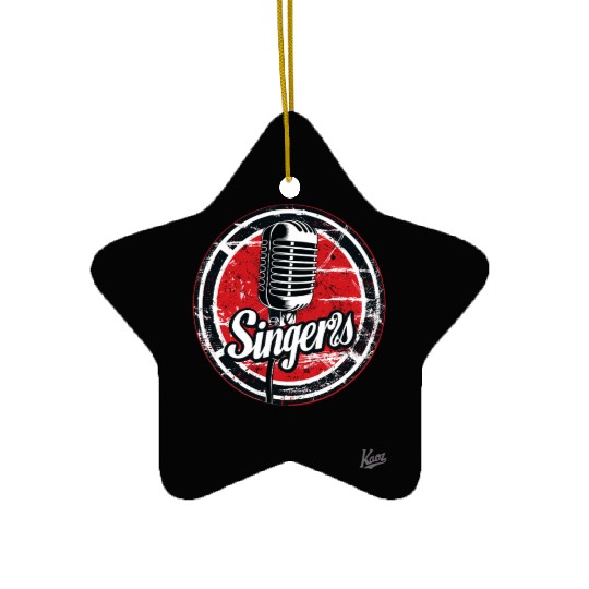 Vintage Microphone Singers Emblem Ceramic Ornaments