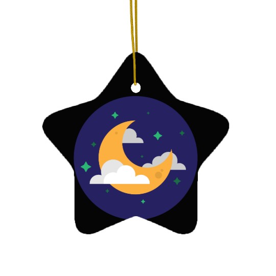 Dreamy Night Sky Crescent Design Ceramic Ornaments