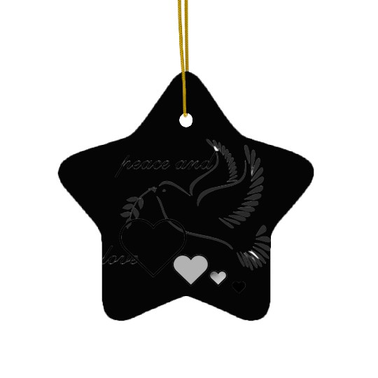 Dove of Peace with Heart and Olive Branch Ceramic Ornaments