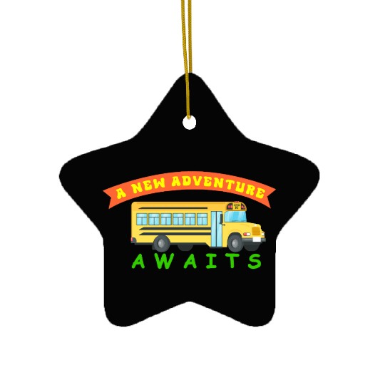 School Bus Awaits New Adventure Design Ceramic Ornaments