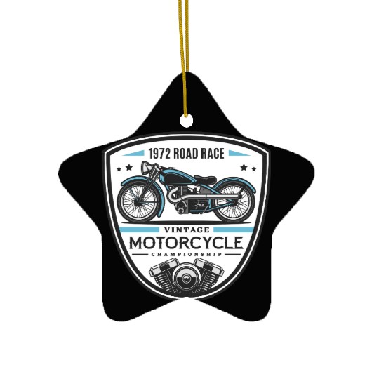 1972 Vintage Motorcycle Road Race Badge Ceramic Ornaments