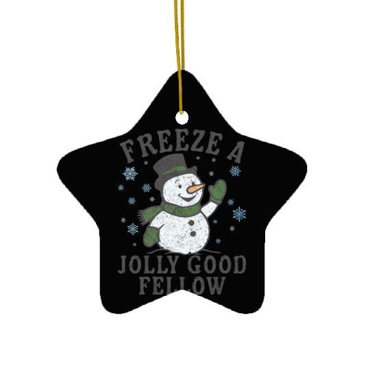 Frosty Snowman Jolly Greeting Design Ceramic Ornaments