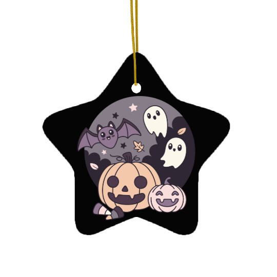 Halloween Kawaii Pumpkin Ghost Bat Ceramic Ornaments