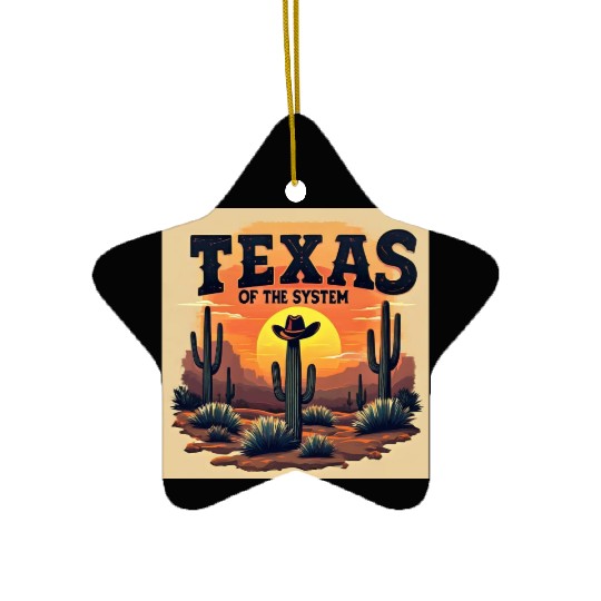 Texas Sunset Cactus Illustration Ceramic Ornaments